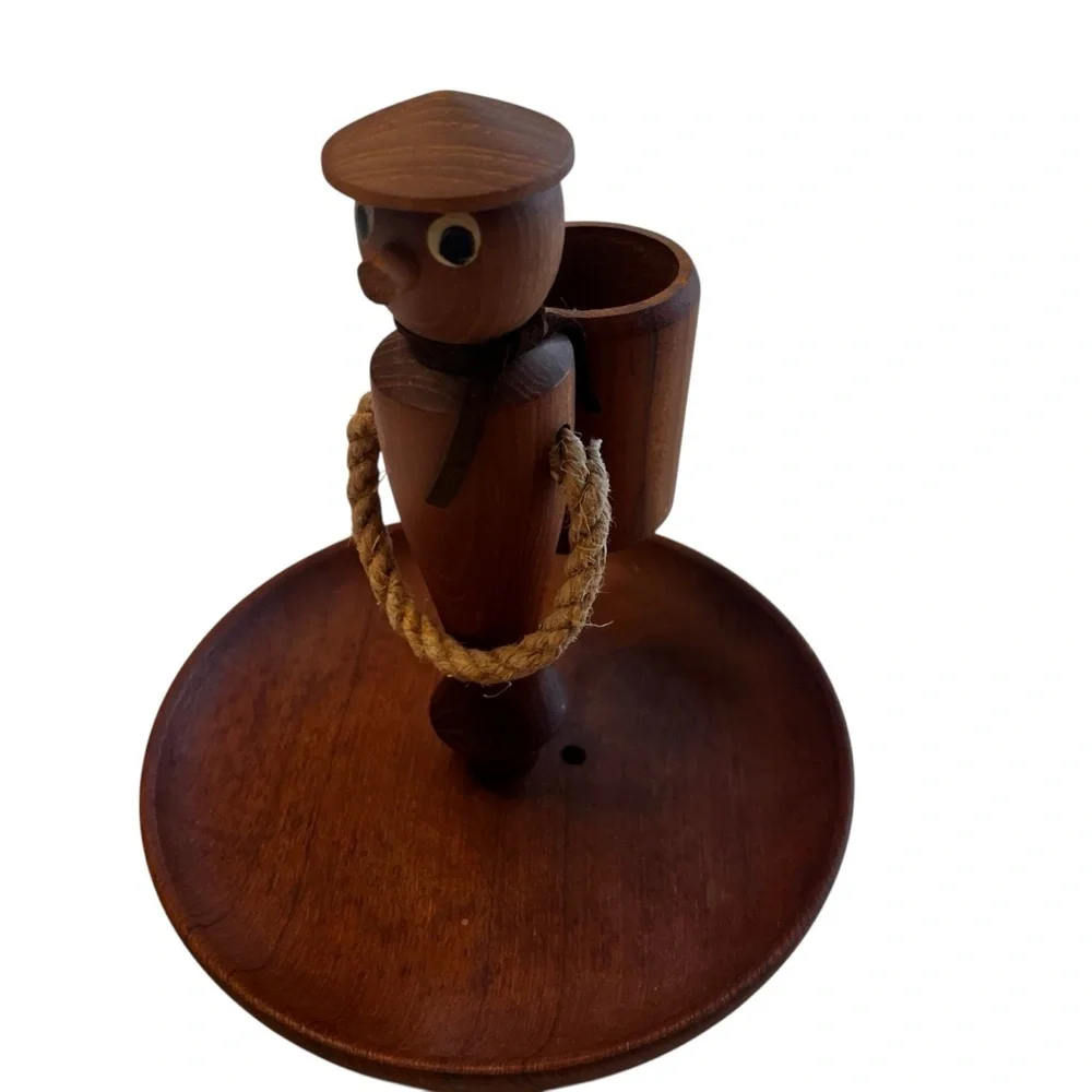 Hans Bolling MCM Figural Teak Toothpick Tidbit Tray